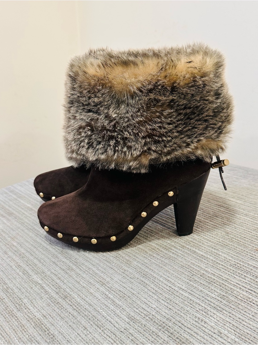 Michael Kors Parker Convertible Suede Fur Clog Boots Mid-Calf / Ankle Brown 8M